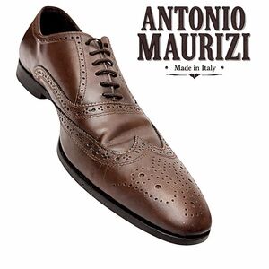 Antonio Maurizi Brown Leather Wingtip Oxford Dress Shoes Mens 9 EU 42 Italy